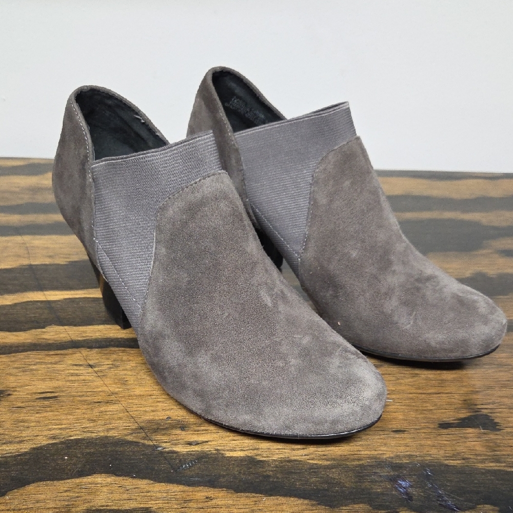 Vaneli Gray Suede Ankle Booties